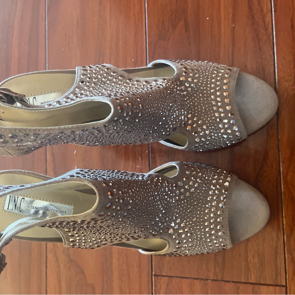 INC International Concepts Gray Embellished Heels